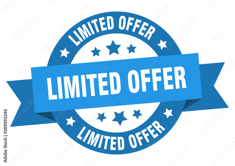 Fototapeta premium limited offer ribbon. limited offer round blue sign. limited offer