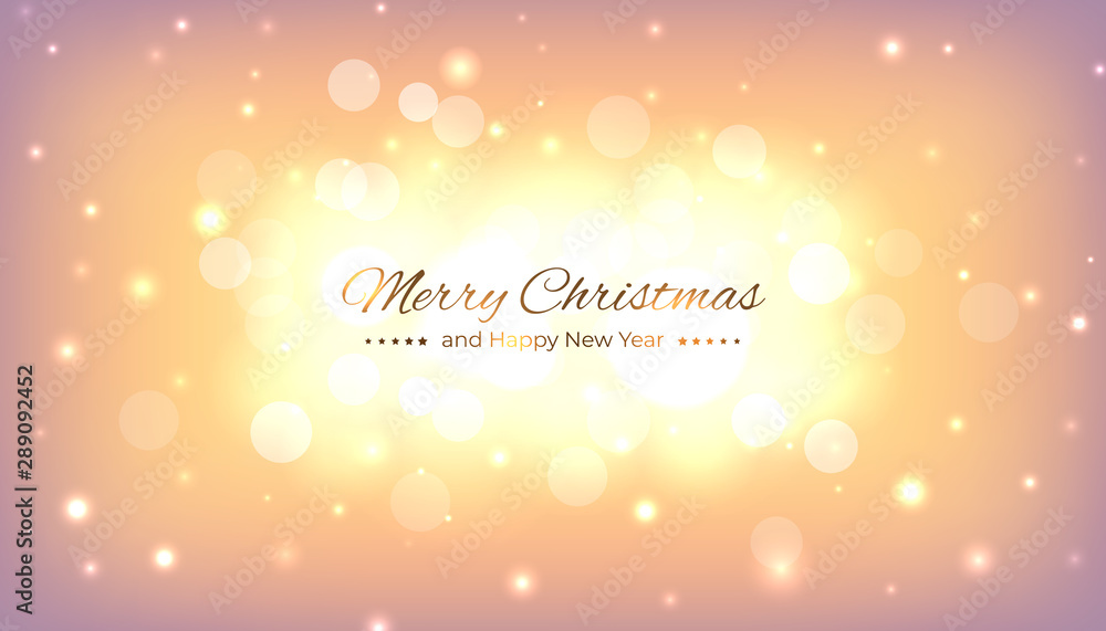 Merry christmas greeting card. Happy new year vector illustration. Bokeh golden christmas background. Design template with light festive golden background. Vector illustration Merry christmas greeting card. Happy new year vector illustration. Bokeh golden christmas background. Design template with light festive golden background. Vector illustration