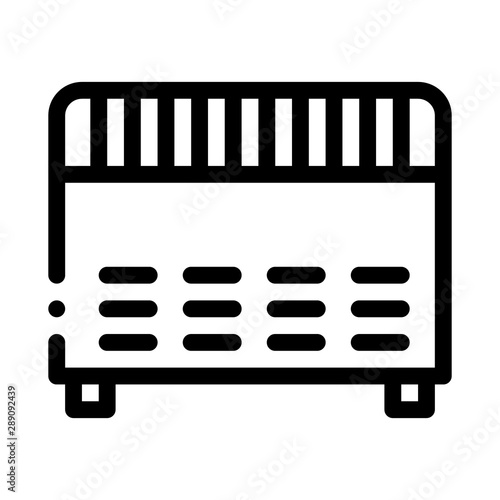 Home Electronic Heating Equipment Vector Icon Thin Line. Cool And Humidity, Airing, Ionisation And Heating Concept Linear Pictogram. Conditioning Related Monochrome Contour Illustration