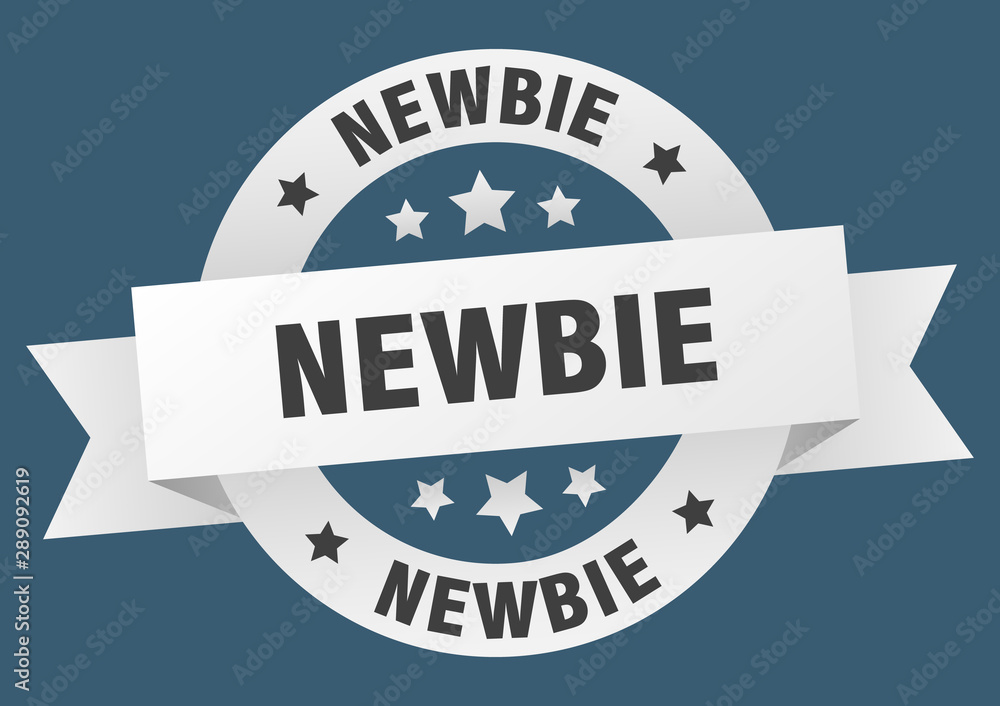 Fototapeta premium newbie ribbon. newbie round white sign. newbie