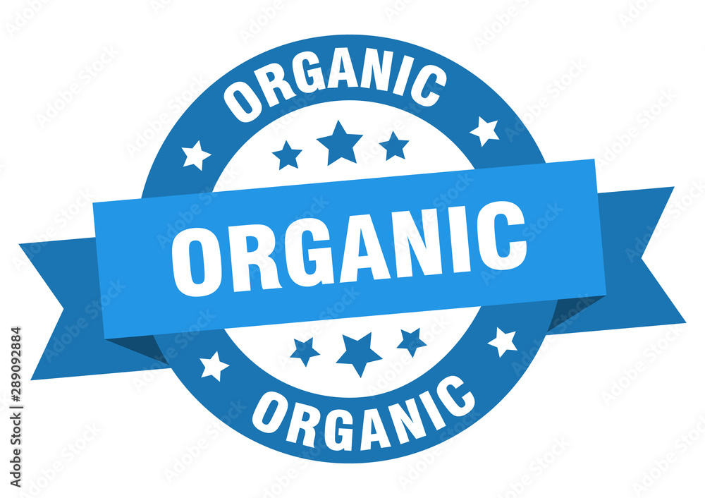 organic ribbon. organic round blue sign. organic