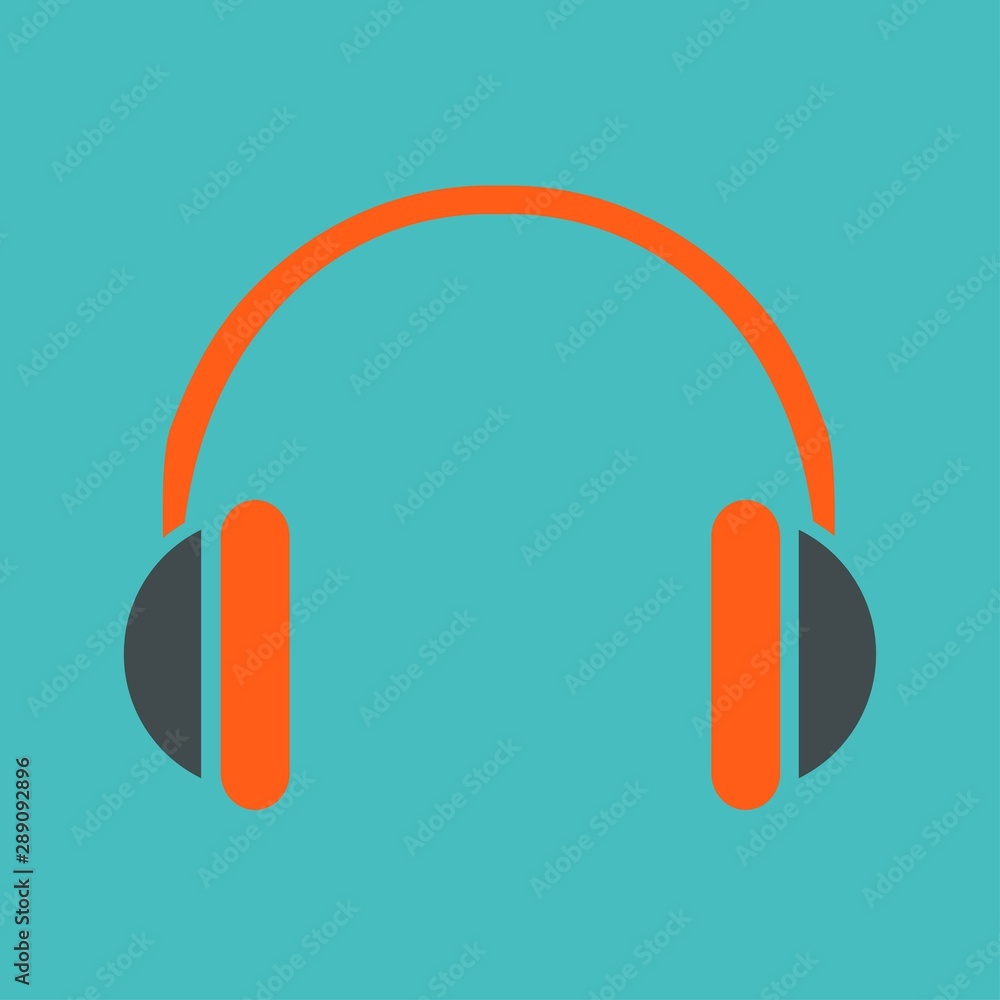 Headphones icon on blue background vector illustration Headphones icon on blue background vector illustration