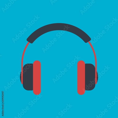 Headphones icon on blue background vector illustration