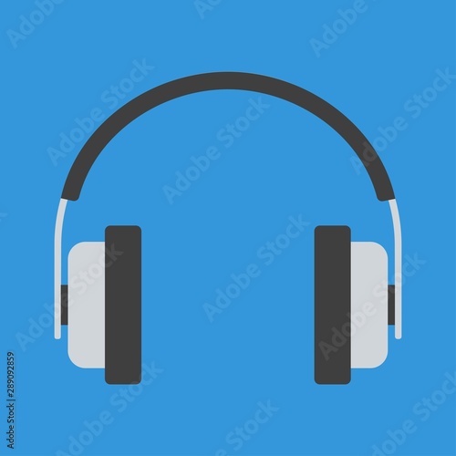 Headphones icon on blue background vector illustration
