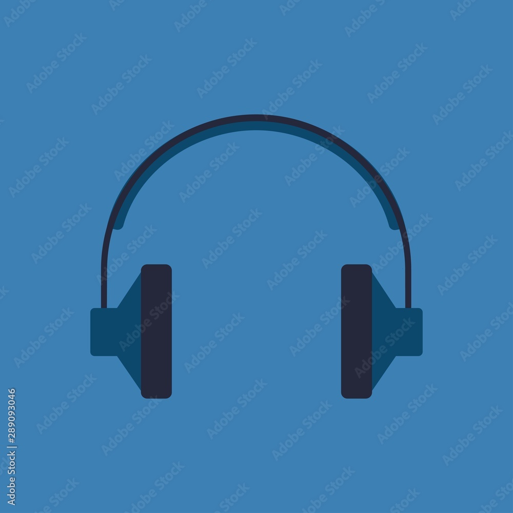Headphones icon on blue background vector illustration Headphones icon on blue background vector illustration