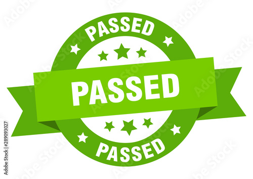 passed ribbon. passed round green sign. passed