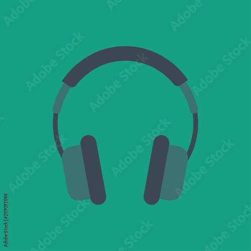 Headphones icon on green background vector illustration
