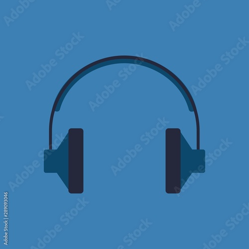 Headphones icon on blue background vector illustration