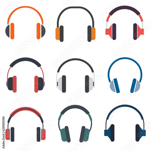 Headphones set of icon vector illustration