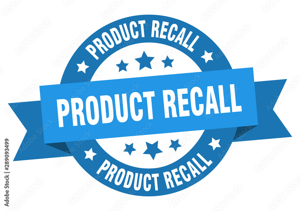 product recall ribbon. product recall round blue sign. product recall
