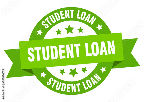 student loan ribbon. student loan round green sign. student loan