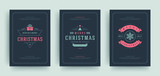 Christmas greeting cards set design template with decoration labels vector illustration.