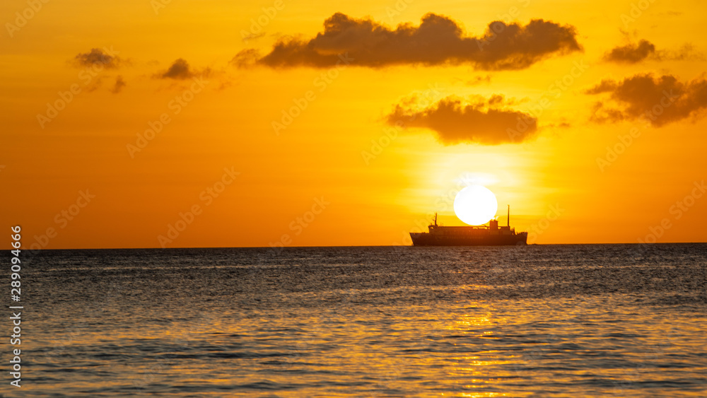Ship in the sunset