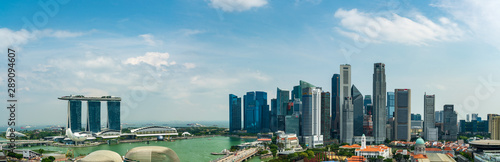 Photography Super wide angle image of Singapore skyscrapers at daytime