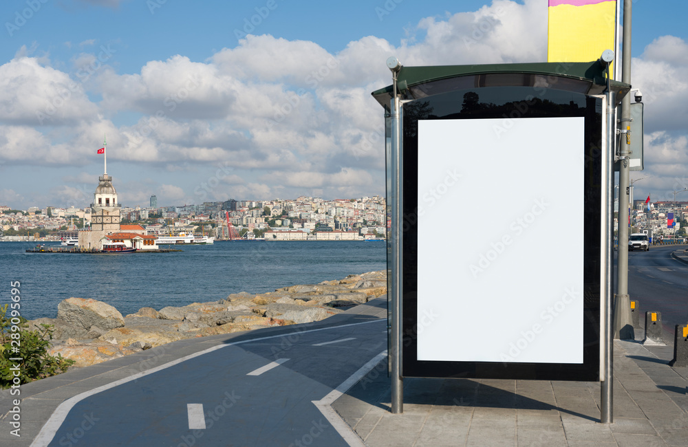 Obraz premium Bus stop advertising board in Istanbul city