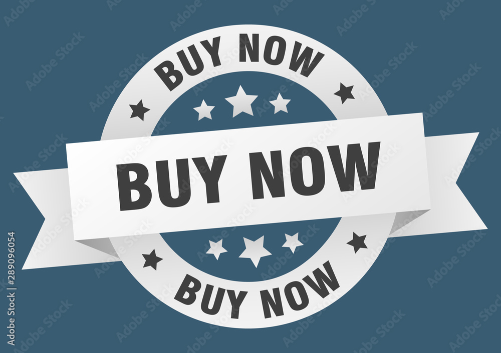 Fototapeta premium buy now ribbon. buy now round white sign. buy now