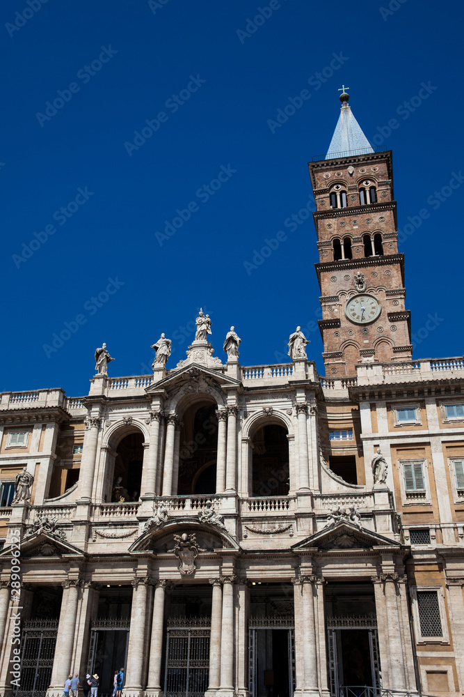 Tourists visiting the historical Basilica of Saint Mary Major built on 1743 in Rome
