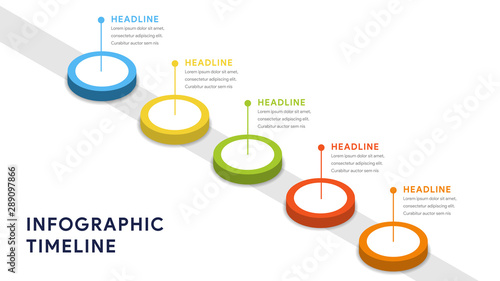 Infographic elements for content, diagram, flowchart, steps, parts, timeline, workflow, chart with five options. Vector illustration
