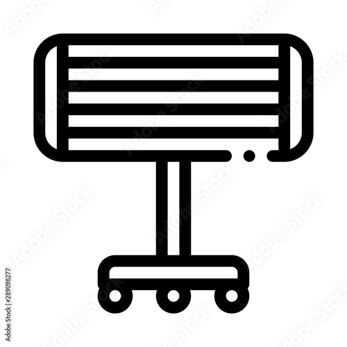Portable Heating Device On Rollers Vector Icon Thin Line. Cool And Humidity, Airing, Ionisation And Heating Concept Linear Pictogram. Conditioning Related Monochrome Contour Illustration