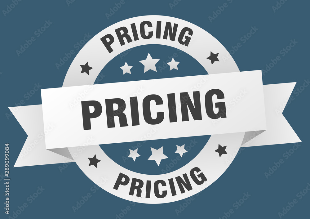 pricing ribbon. pricing round white sign. pricing