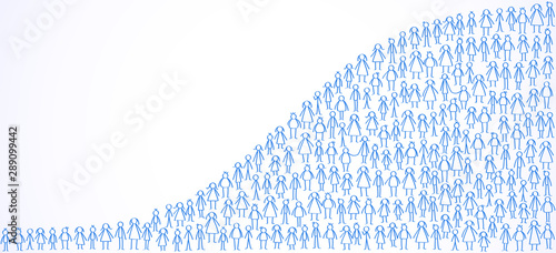 World population, stick figures forming world population statistic photo