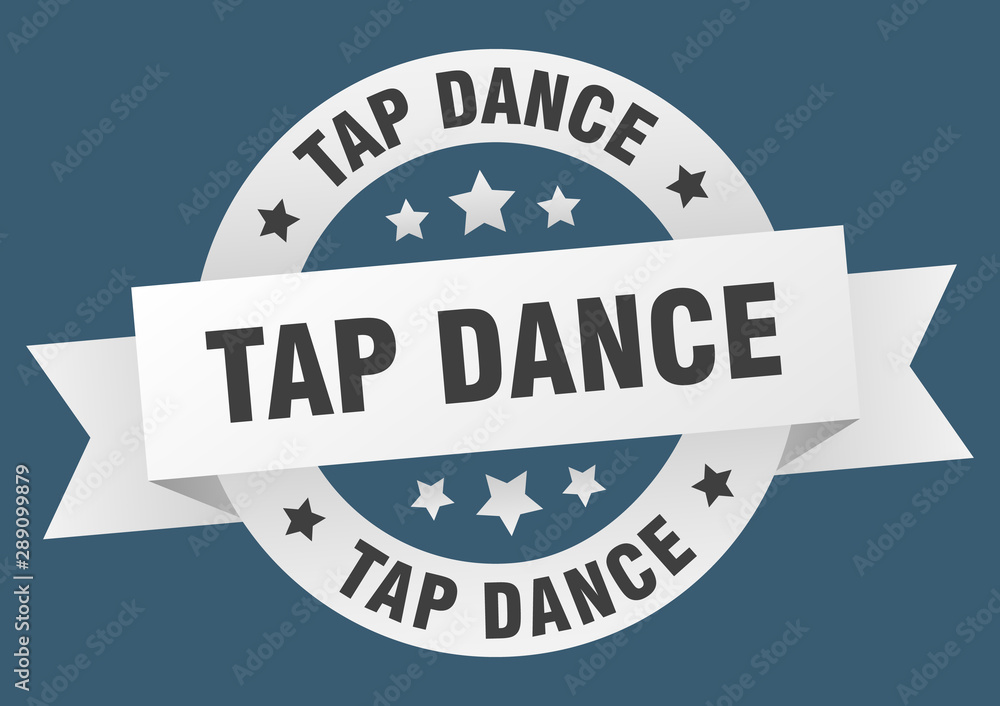 tap dance ribbon. tap dance round white sign. tap dance