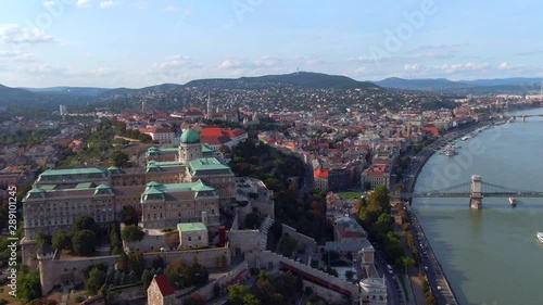 Wallpaper Mural Budapest, Hungary, aerial view of Budapest cityscape showing Castle Hill and Danube river by day in fall season. Torontodigital.ca