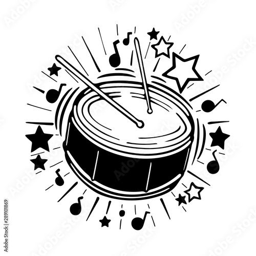 Drum. Live music concert hand drawn vector illustration. Part of set. 
