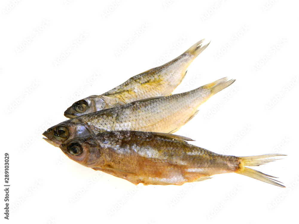 dry fish isolated on white background