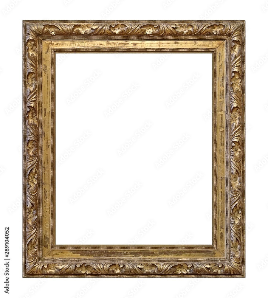 Golden frame for paintings, mirrors or photo isolated on white background Golden frame for paintings, mirrors or photo isolated on white background