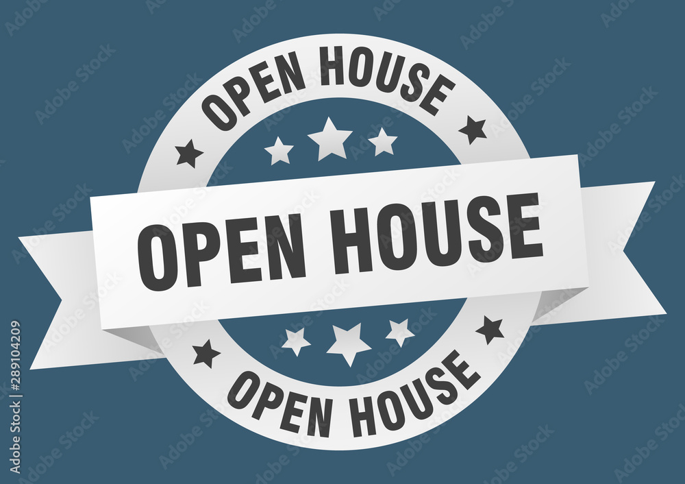 open house ribbon. open house round white sign. open house open house ribbon. open house round white sign. open house