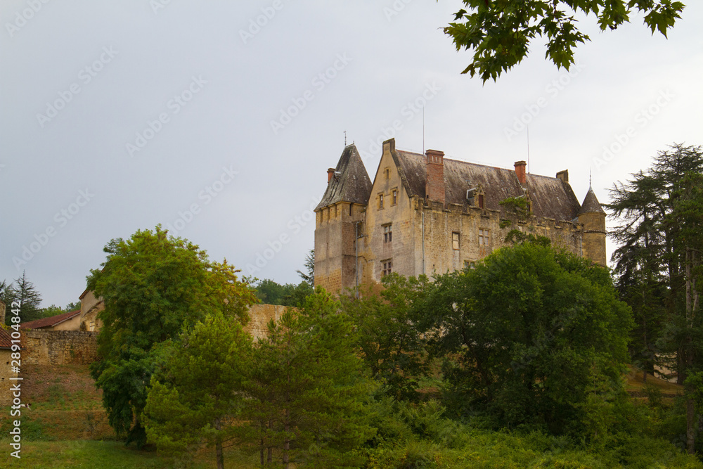 Monclar-sur-L’Osse, medieval castle in southwestern France France, later restored in in neo-gothic style