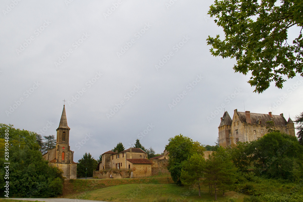 Monclar-sur-L’Osse, small village with castle and church, in southwestern France 