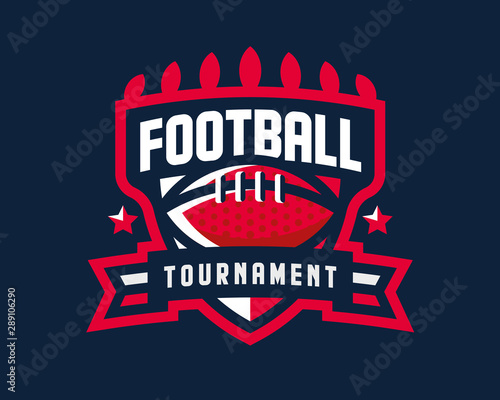 American football logo design. Rugby emblem tournament template editable for your design.