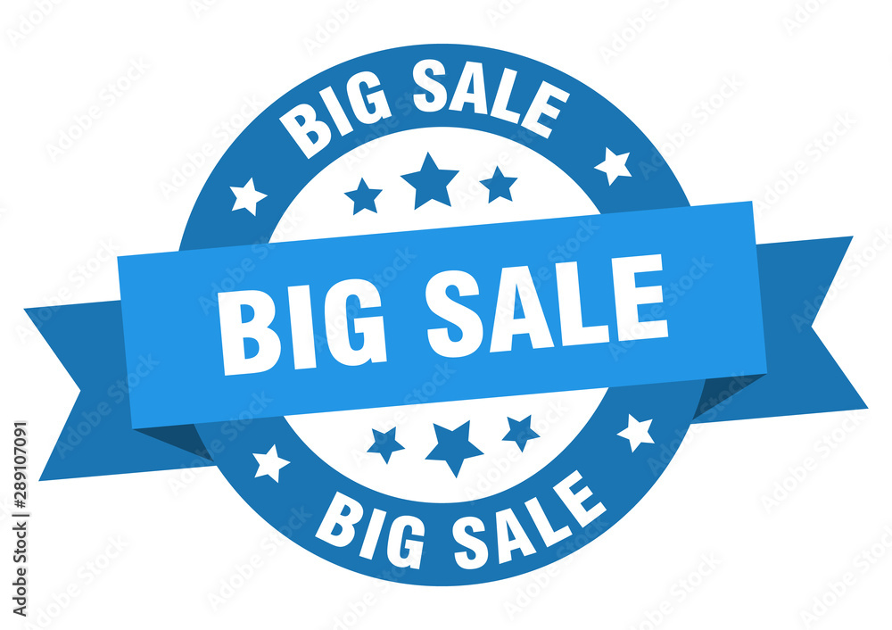 Obraz premium big sale ribbon. big sale round blue sign. big sale