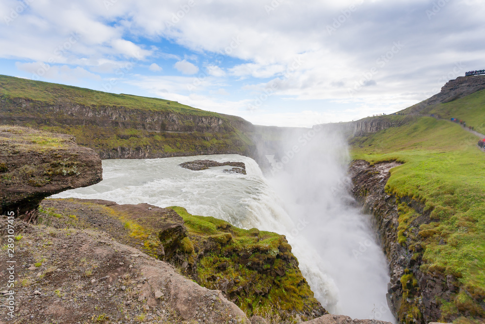 Gullfoss falls in summer season view, Iceland Gullfoss falls in summer season view, Iceland