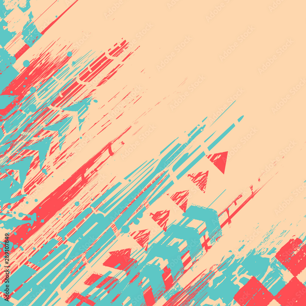 Naklejka premium Three color background with grunge tire tracks and ink blots