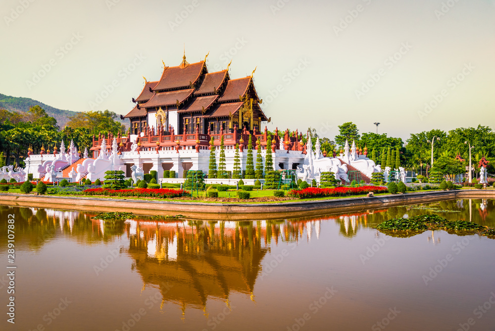The Royal Pavilion (Ho Kham Luang) in Royal Park Rajapruek near Chiang Mai, The most famous tourist attraction in Thailand.
