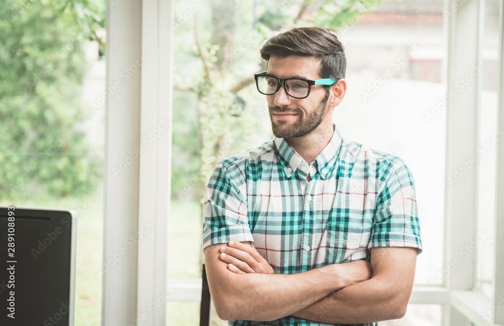 Good looking caucasian man with space background, wearing eye glasses. Good looking caucasian man with space background, wearing eye glasses.