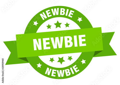 newbie ribbon. newbie round green sign. newbie