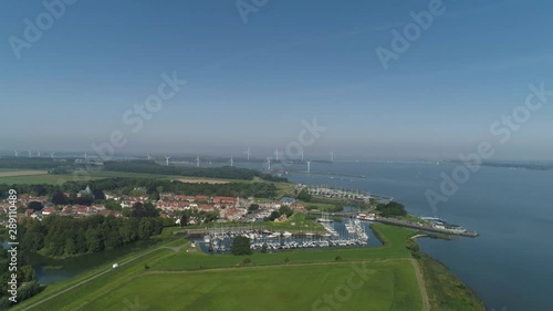 Aerial view of the fortified city of Willemstad, Moerdijk in the Province of Noord-Brabant, Netherlands. Star fortifications were developed in the late fifteenth centuries photo