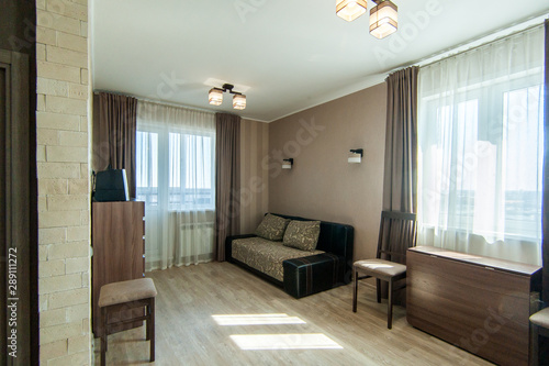 Russia, Moscow- June 17, 2018: interior room apartment. standard repair decoration in hostel