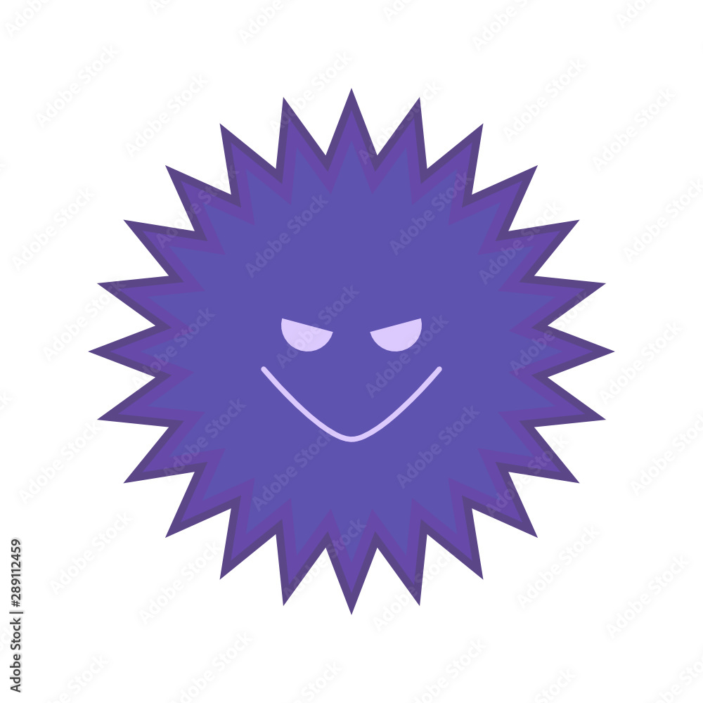 いたずらそうな表情の紫色のかわいいばい菌のイラスト Stock Vector Adobe Stock