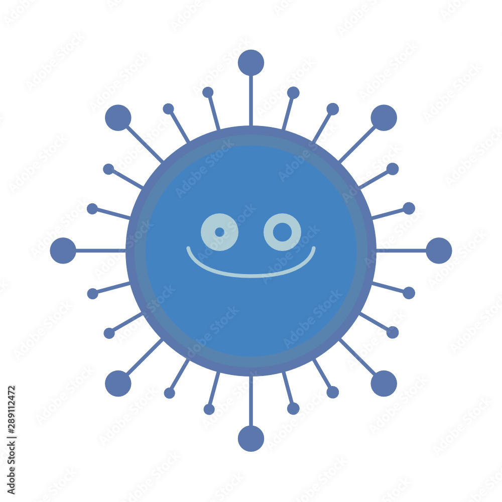 いたずらそうな表情の青のかわいいばい菌のイラスト Stock Vector Adobe Stock