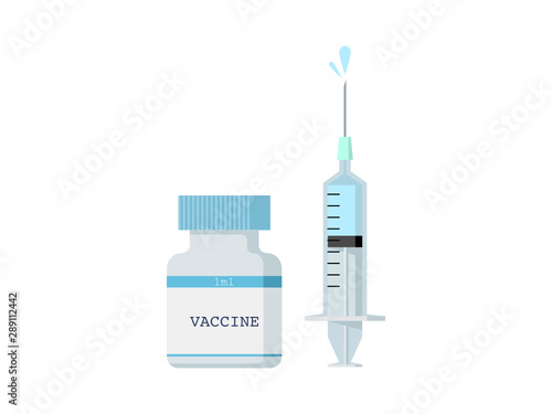 ワクチンと注射器のシンプルなイラスト