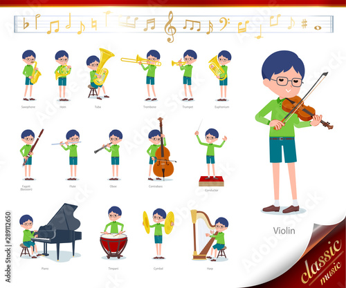 flat type Green clothing glasses boy_classic music