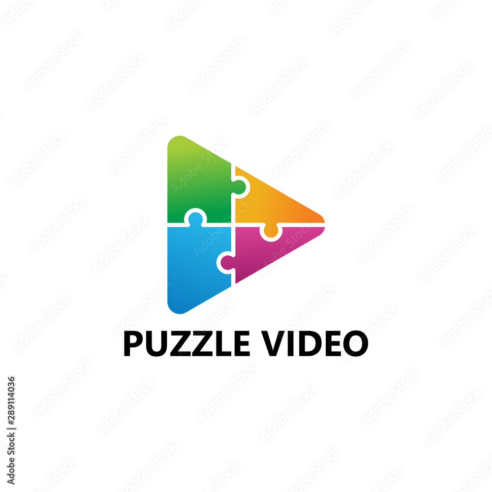 Puzzle Video Play Logo Template Design Puzzle Video Play Logo Template Design