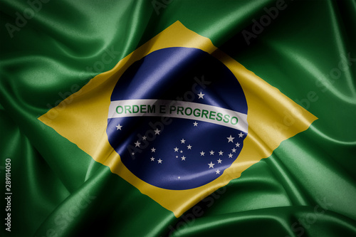 Waving colorful brazillian flag