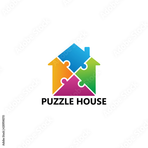 Puzzle House Logo Template Design