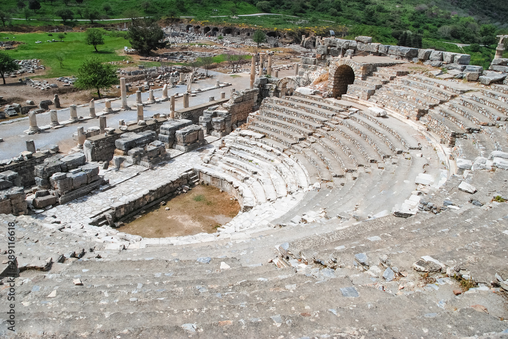 The Great Theater of Ephesus. the ancient site of Ephesus, Turkey. Top view.